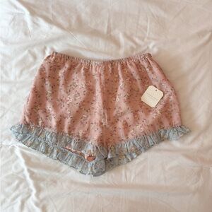 Altar’d State Blue And Pink Floral Ruffle Shorts Size Small